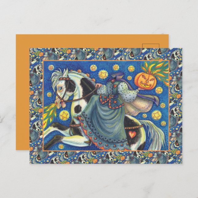 CARTÃO POSTAL DE FESTIVIDADES CAVALHEIRA SEM CABEÇA, SIDESADDADE EM HALLOWEEN PI (Frente/Verso)