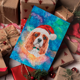 Cartão Postal De Festividades Cavalier King Charles Spaniel Raça Cão Natal