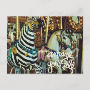 Cartão Postal De Festividades Cavalo de feliz e Zebra se Amazam