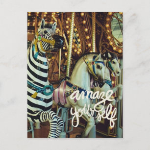 Cartão Postal De Festividades Cavalo feliz e Zebra se amedrontam inspirando