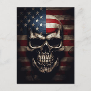 Cartão Postal De Festividades Caveira da Bandeira Americana 