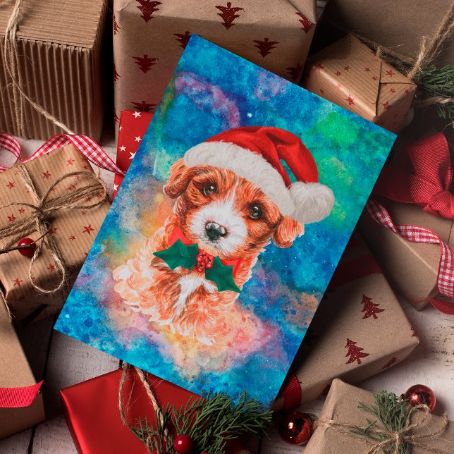 Cartão Postal De Festividades Cavoodle Breed Dog Christmas (Criador carregado)