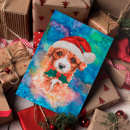 Cartão Postal De Festividades Cavoodle Raça Cachorro Natal