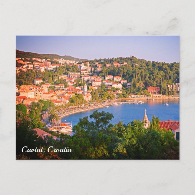 Cartão Postal De Festividades Cavtat, Vista da Cidade da Croácia do Mausoléu (Frente)