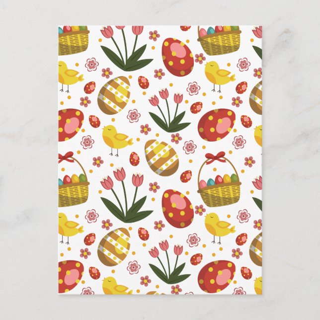 Cartão Postal De Festividades Celebração de Flores Ovos de Páscoa (Frente)