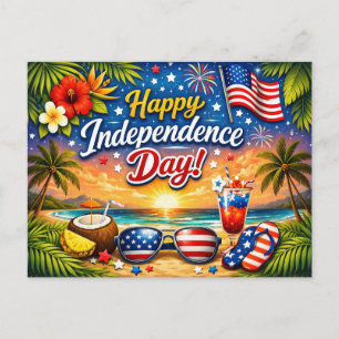 Cartão Postal De Festividades Celebração do Dia da Independência Tropical