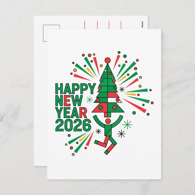 Cartão Postal De Festividades Celebração do feliz ano novo 2026 (Frente/Verso)