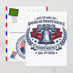 Cartão Postal De Festividades Celebração dos 250 Anos dos EUA: América 1776–2026
