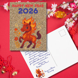 Cartão Postal De Festividades Celebração lunar do Ano Novo Chinês 2026 do Cavalo