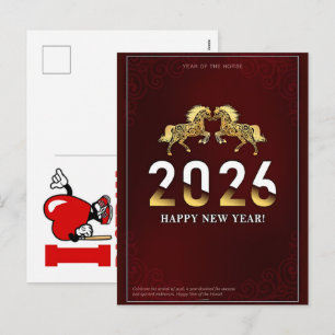 Cartão Postal De Festividades Celebrações do Ano do Cavalo Chinês 2026
