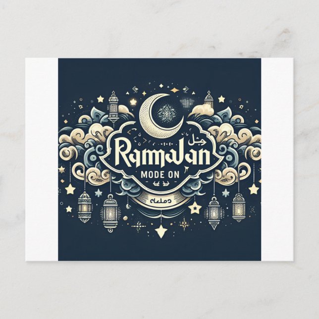 Cartão Postal De Festividades Celebrar Ramadã com Modo RamadãOn (Frente)