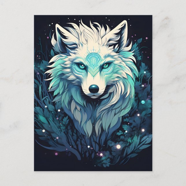 Cartão Postal De Festividades Celestial Lunar Wild Wolf (Frente)
