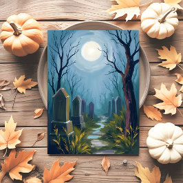 Cartão Postal De Festividades Cemitério Assombrado | Pintura Assustadora de Hall