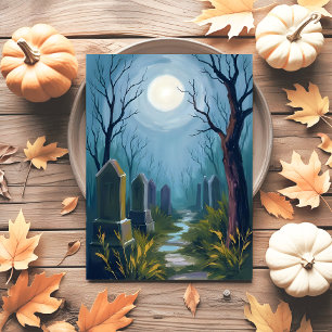 Cartão Postal De Festividades Cemitério Assombrado   Pintura Assustadora de Hall