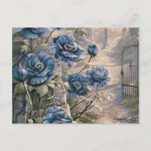 Cartão Postal De Festividades Cemitério Jardim Azul Floral Belo Halloween