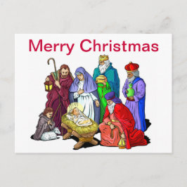 Cartão Postal De Festividades Cena Colorida de Natal