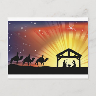 Cartão Postal De Festividades Cena Cristã da Natividade Natal