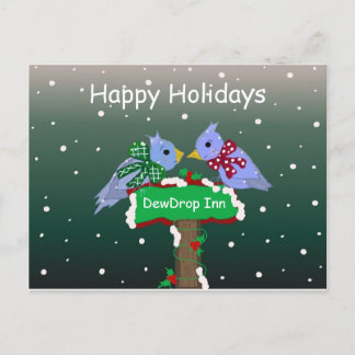 Cartão Postal De Festividades Cena de Inverno com Passarinhos