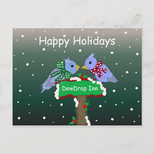Cartão Postal De Festividades Cena de inverno com Pequenas Aves (Frente)
