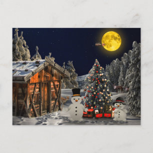 Cartão Postal De Festividades Cena de inverno de Neve
