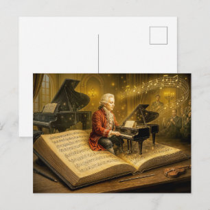Cartão Postal De Festividades Cena de música de Mozart de livro clássico