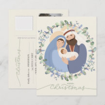 Cena de Natal em Aquarela Menino Jesus no Presépio