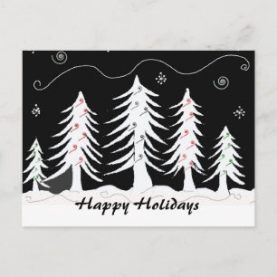 Cartão Postal De Festividades Cena de Natal Preto e Branco
