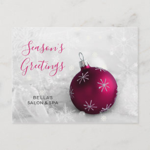 Cartão Postal De Festividades Cena de Neve Elegante Pink Ornament Business feria