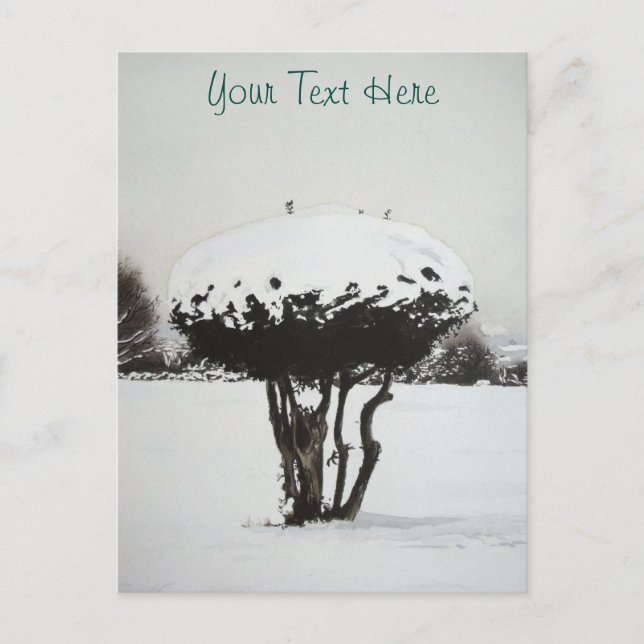 Cartão Postal De Festividades cena de neve sazonal no natal (Frente)