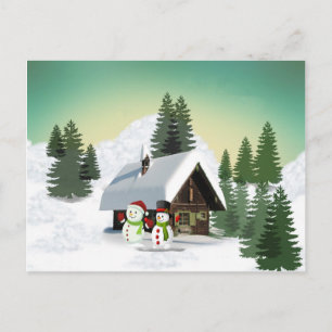 Cartão Postal De Festividades Cena do Neve de Natal