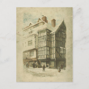 Cartão Postal De Festividades Cena Vintage de Natal Vitoriana Vergonhosa