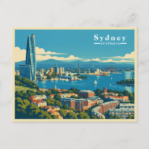 Cartão Postal De Festividades Cenário da Cidade de Sydney Austrália Vintage