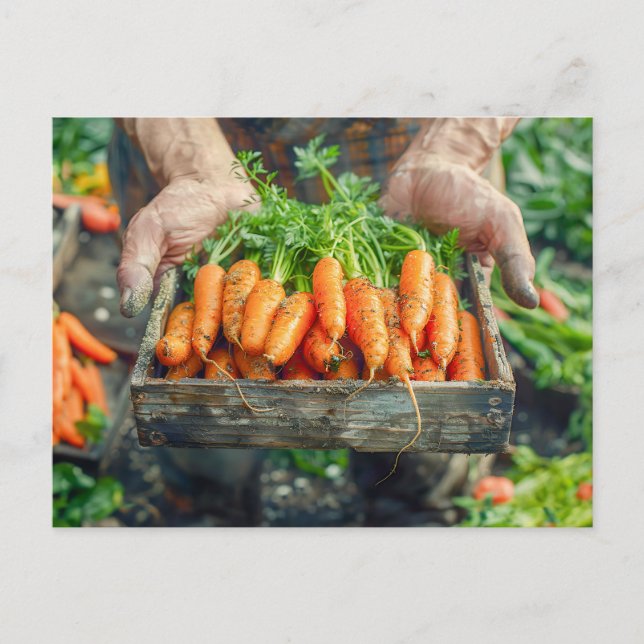 Cartão Postal De Festividades Cenouras frescas em lenha (Frente)