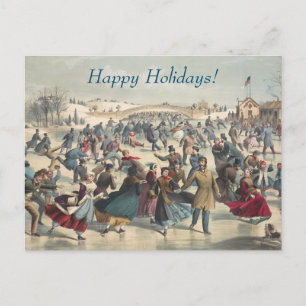 Cartão Postal De Festividades Central Park, inverno. O lago de patinação. Nova I