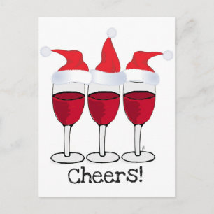 CARTÃO POSTAL DE FESTIVIDADES CÉREBROS! VINHO VERMELHO E NATAL IMPRESSÃO