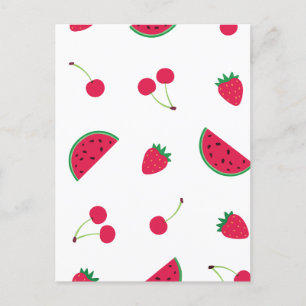 Cartão Postal De Festividades Cereja de melancia e morango