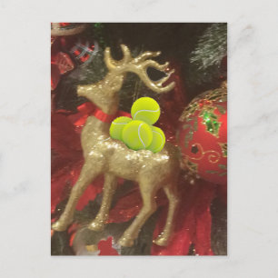 Cartão Postal De Festividades Cervos do Natal com bolas de tênis