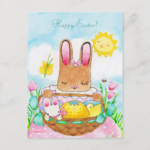 Cartão Postal De Festividades Cesta de Páscoa de Mary