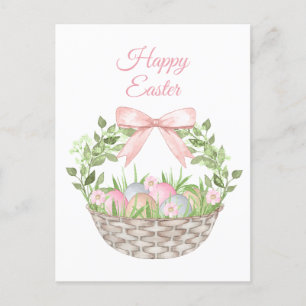 Cartão Postal De Festividades Cesta de Páscoa Floral Rosa