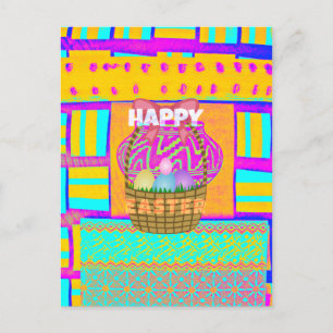 Cartão Postal De Festividades Cesta de Páscoa Inspirada na África Ocidental & Ar