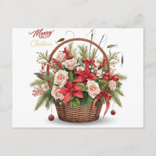 Cartão Postal De Festividades Cesto de presentes de Natal para pavimentação