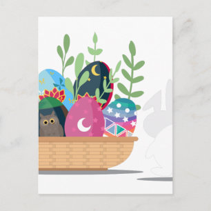 Cartão Postal De Festividades cesto do coelho da Páscoa