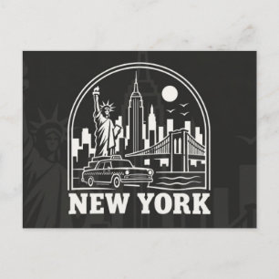 Cartão Postal De Festividades Céu Vintage da Cidade de Nova York   Viagem Retro 