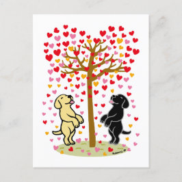 Cartão Postal De Festividades Chá do Casal Labrador Amarelo e Negro