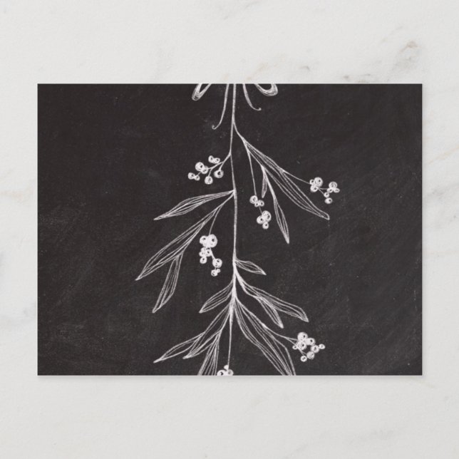 Cartão Postal De Festividades Chalkboard Holiday Mistletoe - Christmas (Frente)