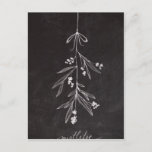Cartão Postal De Festividades Chalkboard Holiday Mistletoe - Christmas<br><div class="desc">Under the mistletoe.</div>