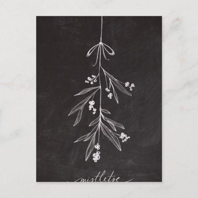 Cartão Postal De Festividades Chalkboard Holiday Mistletoe - Christmas (Frente)