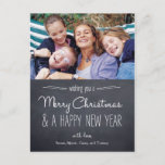 Cartão Postal De Festividades Chalkboard Look Christmas Photo Card Postcard<br><div class="desc">Celebrate the season with this modern and stylish holiday postcard from Berry Berry Sweet.</div>