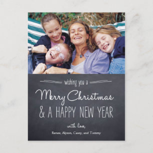 Cartão Postal De Festividades Chalkboard Look Christmas Photo Card Postcard