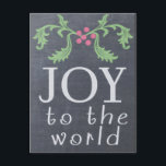 Cartão Postal De Festividades CHALKBOARD PARECE DE Natal<br><div class="desc">Alegria ao mundo! Legal placa de estilo chalkboard. Disponível em dois tamanhos de cartões com envelopes ou postais. Comprar um ou cem ou mais! Quando você comprar em massa você salva. Totalmente personalizável,  adicione uma saudação e personalize o conteúdo do seu coração. De Scarebaby Design,  apoiado pela garantia Zazzle.</div>